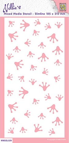 Nellie Snellen Mixed Media Stencil Slimline Frog Footprints (MMSSL-029) (DISCONTINUED) Nellie Snellen Mixed Media Stencil Slimline Frog Footprints (MMSSL-029) (DISCONTINUED)