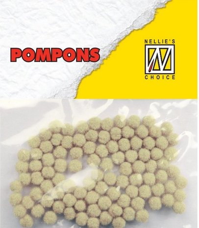 Nellie Snellen Pompons Mini 3mm Ecru (100pcs) (POM025) (OUTLET)