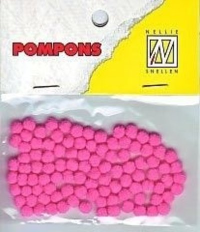 Nellie Snellen Pompons Mini 3mm Neon Pink (100pcs) (POM012) (OUTLET)