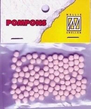 Nellie Snellen Pompons Mini 3mm Pink (100pcs) (POM013) (OUTLET)