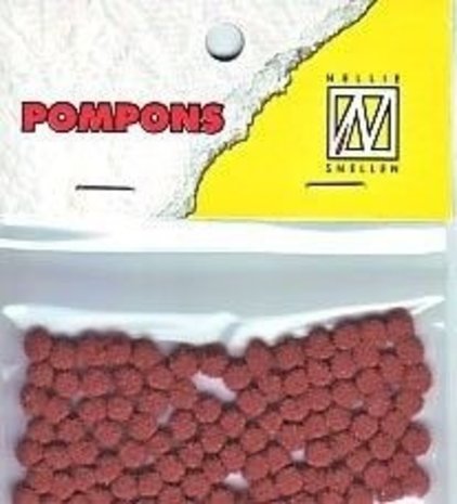 Nellie Snellen Pompons Mini 3mm Rust Brown (100pcs) (POM015) (OUTLET)