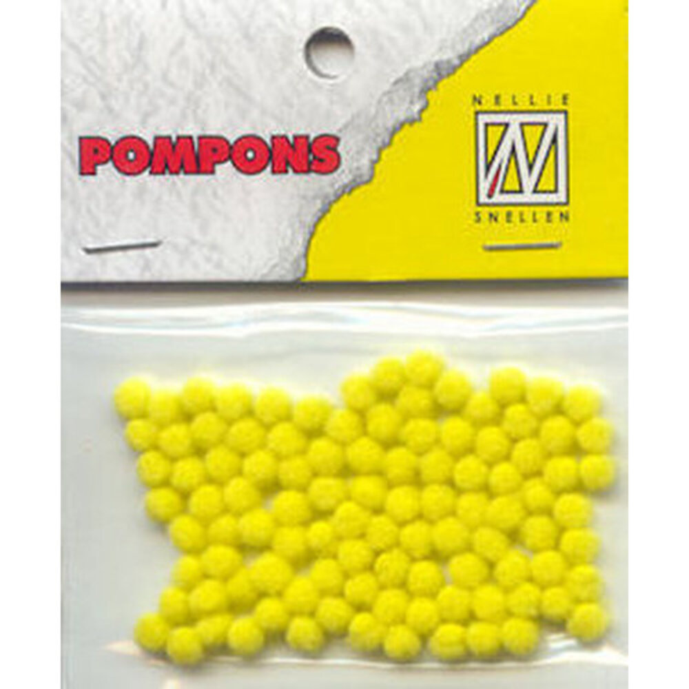 Nellie Snellen Pompons Mini 3mm Yellow (100pcs) (POM020) (OUTLET)