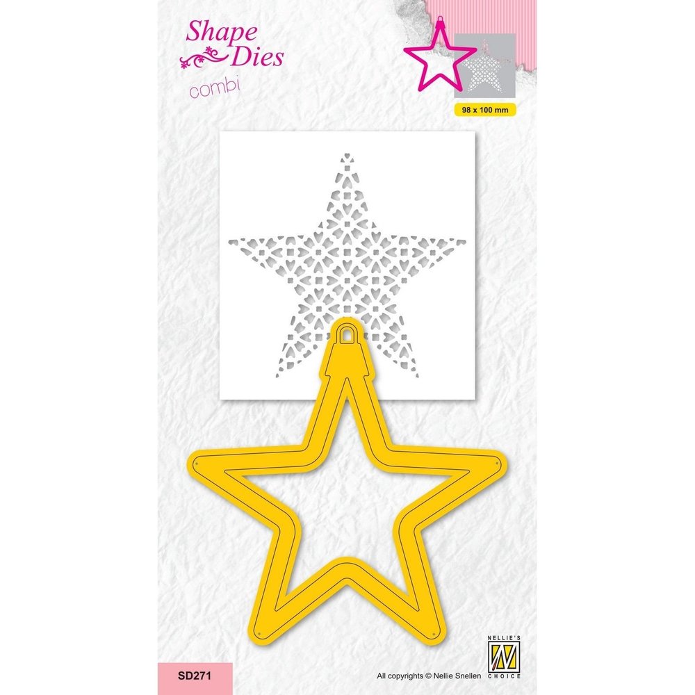 Nellie Snellen Shape Dies w/ Pattern Stencil Christmas Decoration Star (SD271) (OUTLET)