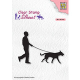 Nellie Snellen Silhouette Clear Stamps Man with Dog (SIL070) (DISCONTINUED)