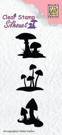 Nellie Snellen Silhouette Clear Stamps Mushrooms (SIL034) (DISCONTINUED)