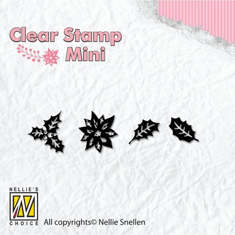 Nellie Snellen Mini Clear Stamps Holly Leaves (MAFS005) (OUTLET)