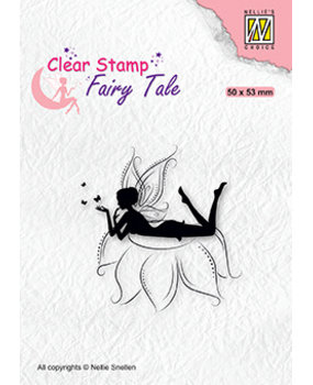 Nellie Snellen Fairy Tale Clear Stamps Elf Laying on Flower (FTCS022) (DISCONTINUED)