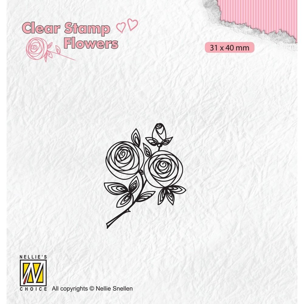 Nellie Snellen Flowers Clear Stamps Rose Twig (FLO026) (OUTLET)