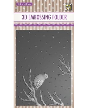Nellie Snellen 3D Embossing Folder Bird on Branch (EF3D016) (DISCONTINUED)
