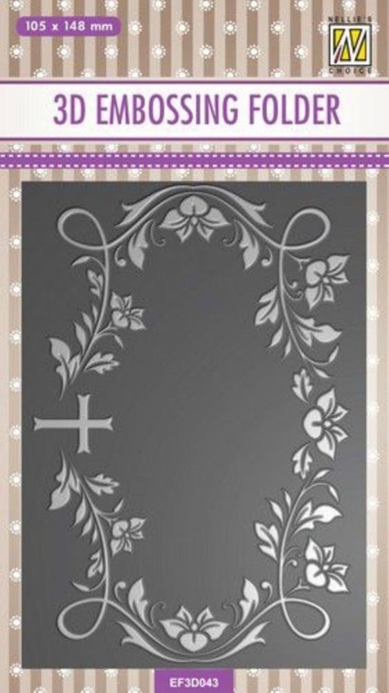 Nellie Snellen 3D Embossing Folder Rectangle Blooming Twigs with Cross (EF3D043) (DISCONTINUED) Nellie Snellen 3D Embossing Folder Rectangle Blooming Twigs with Cross (EF3D043) (DISCONTINUED)