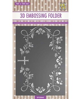 Nellie Snellen 3D Embossing Folder Rectangle Blooming Twigs with Cross (EF3D043) (DISCONTINUED)