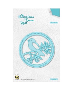 Nellie Snellen Christmas Scene Dies Bird on Branch (CRSD022) (DISCONTINUED)