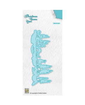 Nellie Snellen Christmas Scene Dies Scene with Pinetrees and Deer (CRSD011) (DISCONTINUED)