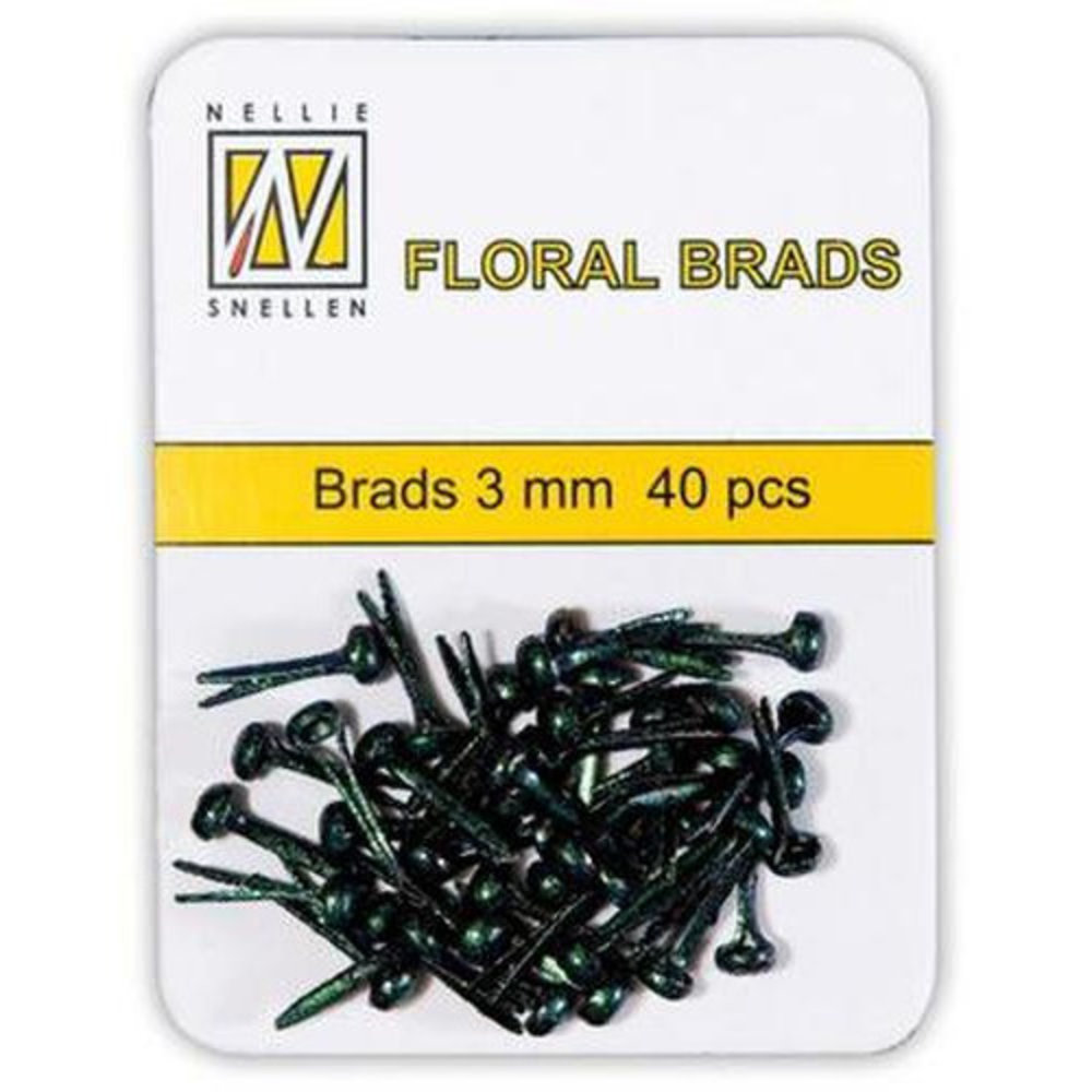Nellie Snellen Floral Glitter Brads 3mm Black (40pcs) (FLP-GB-001) (OUTLET)