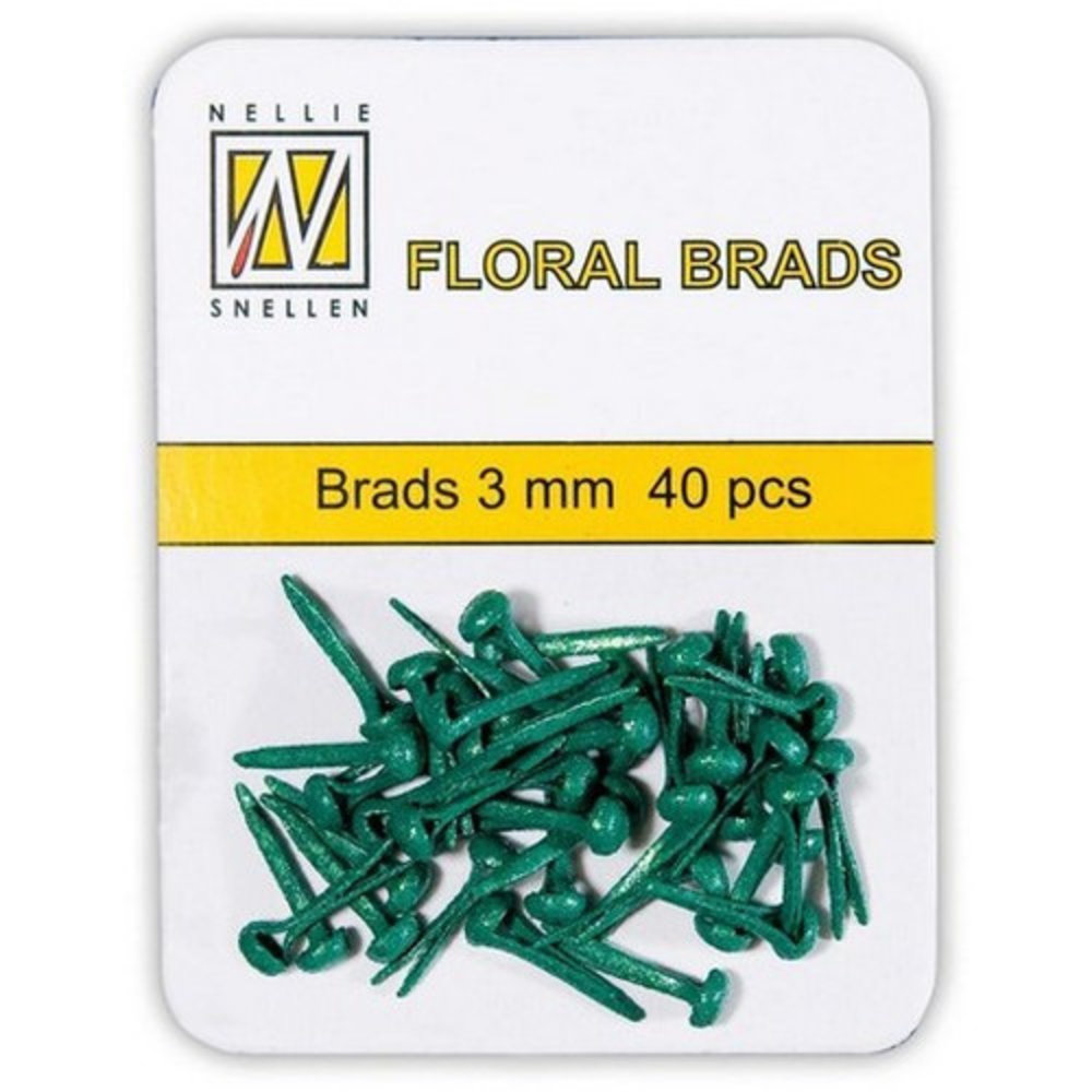 Nellie Snellen Floral Glitter Brads 3mm Bottle Green (40pcs) (FLP-GB-007) (OUTLET)