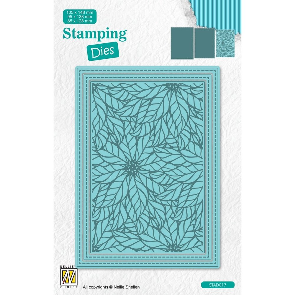 Nellie Snellen Stamping Dies Rectangle Poinsettia (STAD017) (OUTLET)