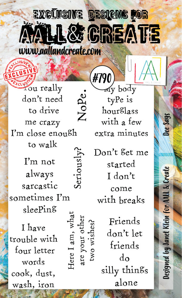 Aall and Create Stamp Set A6 Dee Says (AALL-TP-790) (DISCONTINUED)