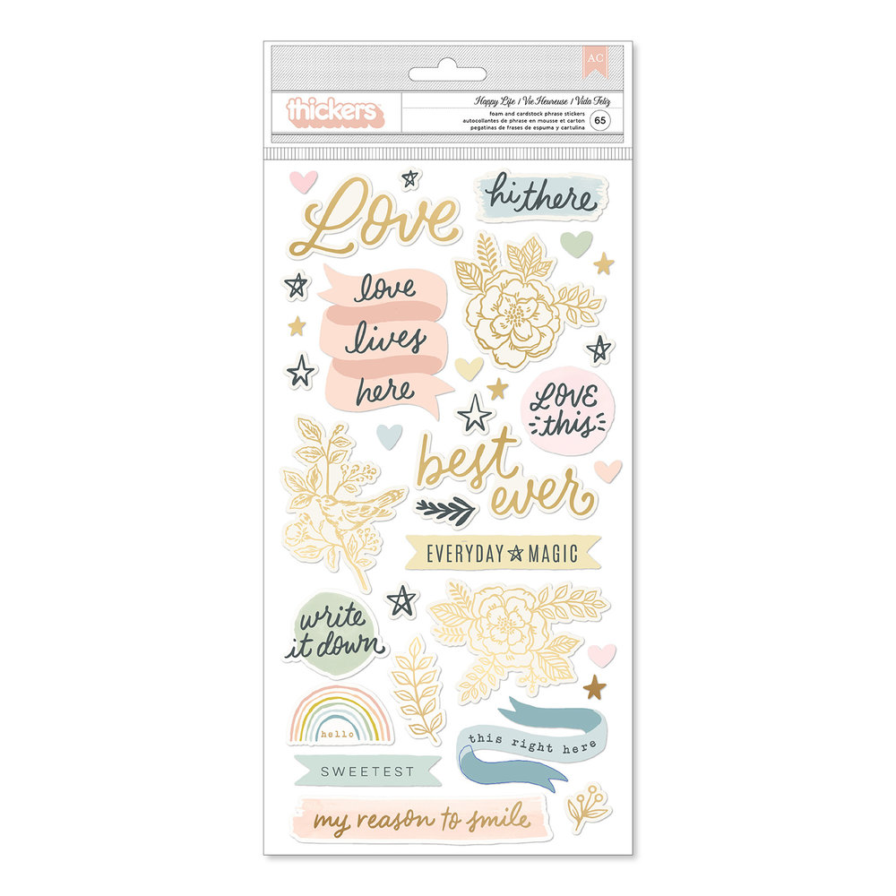 American Crafts Thickers Gingham Garden Happy Life (65pcs) (34014016) (OUTLET) American Crafts Thickers Gingham Garden Happy Life (65pcs) (34014016) (OUTLET)