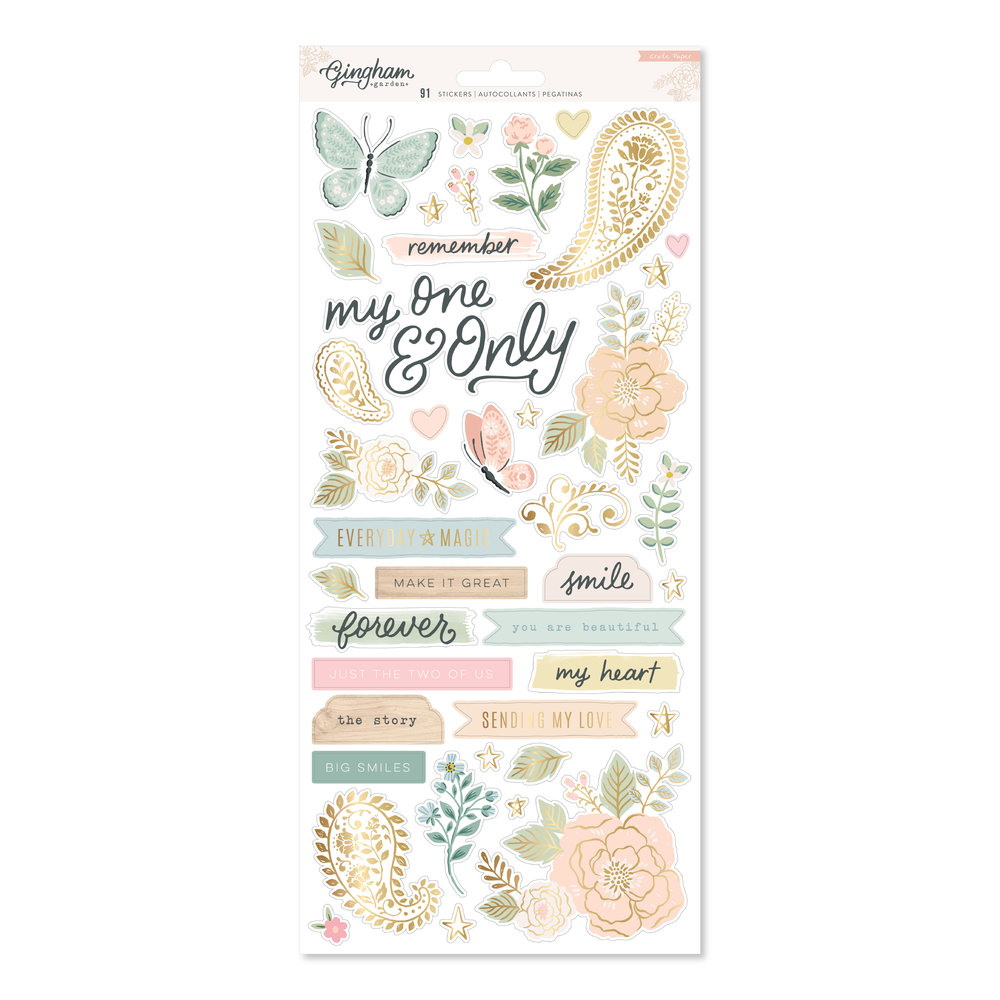 American Crafts Crate Paper Gingham Garden Stickers (91pcs) (34014013) (OUTLET)