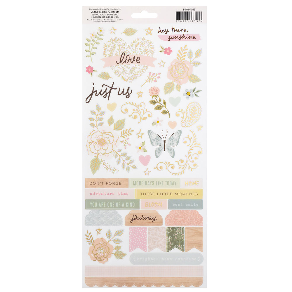 American Crafts Crate Paper Gingham Garden Stickers (91pcs) (34014013) (OUTLET)
