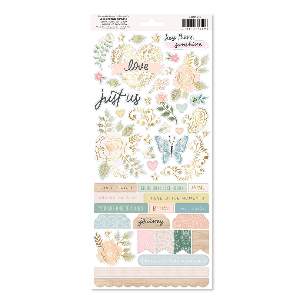 American Crafts Crate Paper Gingham Garden Stickers (91pcs) (34014013) (OUTLET)