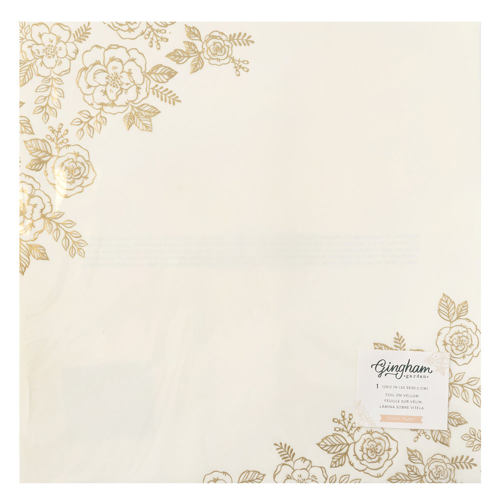American Crafts Crate Paper Gingham Garden 12x12 Inch Foil on Vellum (34014011) (OUTLET)