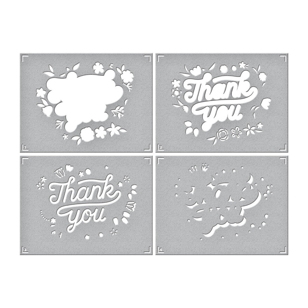 Spellbinders Layered Floral Thank You Stencils (STN-052) (OUTLET)