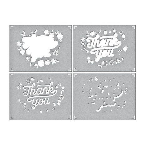 Spellbinders Layered Floral Thank You Stencils (STN-052) (OUTLET)
