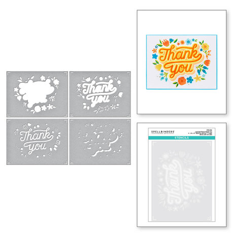 Spellbinders Layered Floral Thank You Stencils (STN-052) (OUTLET)