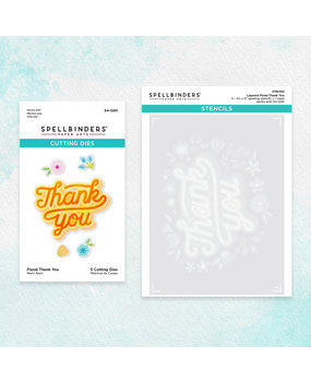 Spellbinders Floral Thank You Stencil and Die Bundle (BD-0752) (OUTLET)
