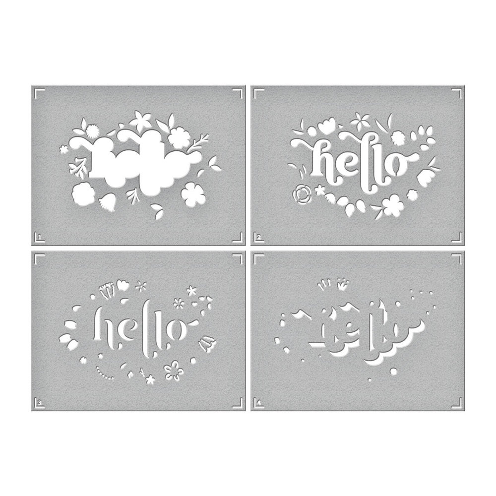 Spellbinders Layered Floral Hello Stencils (STN-051) (OUTLET) Spellbinders Layered Floral Hello Stencils (STN-051) (OUTLET)