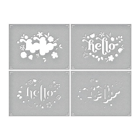 Spellbinders Layered Floral Hello Stencils (STN-051) (OUTLET) Spellbinders Layered Floral Hello Stencils (STN-051) (OUTLET)