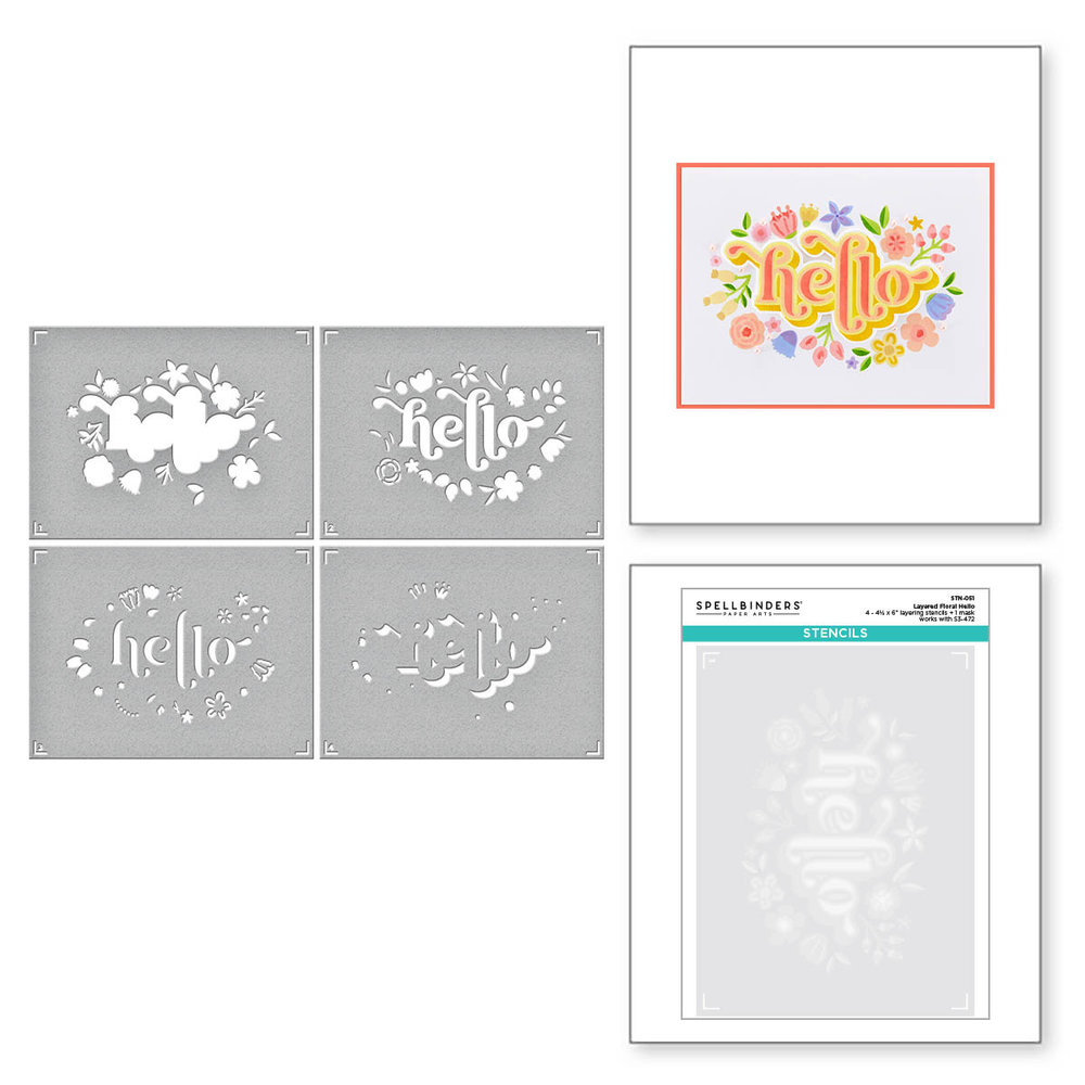 Spellbinders Layered Floral Hello Stencils (STN-051) (OUTLET) Spellbinders Layered Floral Hello Stencils (STN-051) (OUTLET)