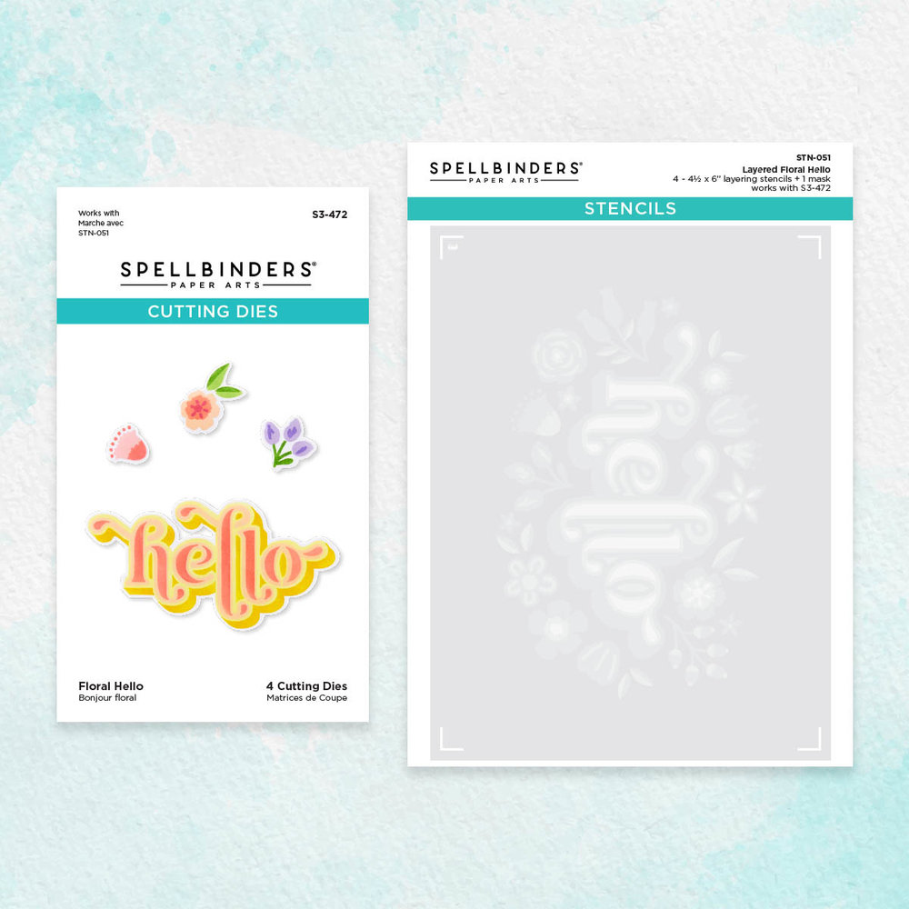 Spellbinders Floral Hello Stencil and Die Bundle (BD-0750) (OUTLET) Spellbinders Floral Hello Stencil and Die Bundle (BD-0750) (OUTLET)