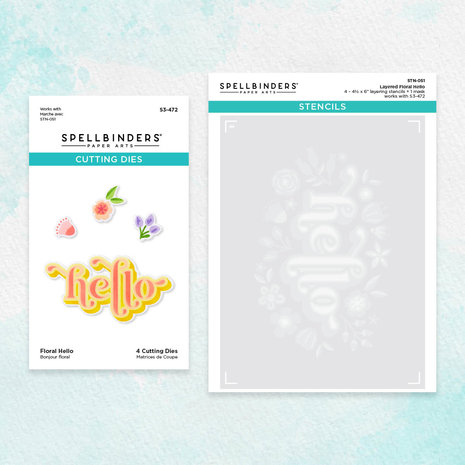 Spellbinders Floral Hello Stencil and Die Bundle (BD-0750) (OUTLET) Spellbinders Floral Hello Stencil and Die Bundle (BD-0750) (OUTLET)
