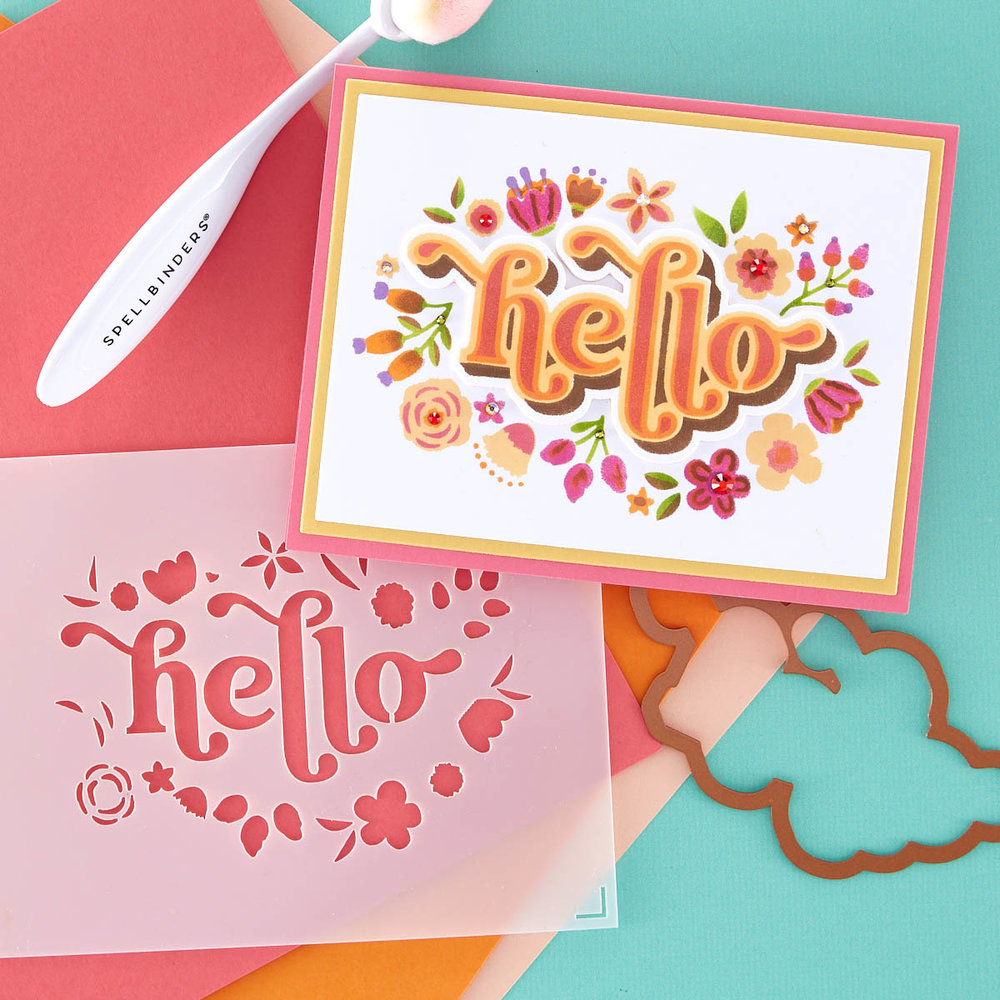 Spellbinders Floral Hello Stencil and Die Bundle (BD-0750) (OUTLET) Spellbinders Floral Hello Stencil and Die Bundle (BD-0750) (OUTLET)