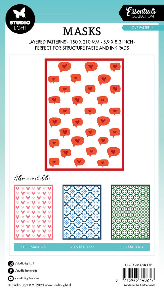 Studio Light Love Pattern Essentials Mask (SL-ES-MASK176) (OUTLET) Studio Light Love Pattern Essentials Mask (SL-ES-MASK176) (OUTLET)
