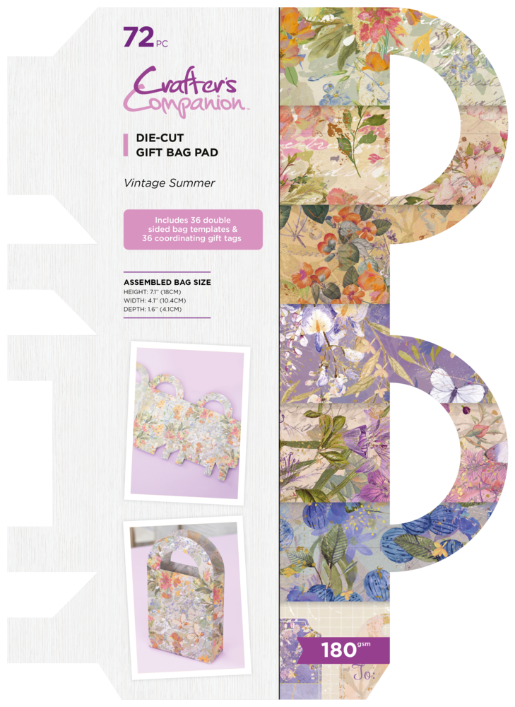 Crafter's Companion Vintage Summer Die-Cut Gift Bag (CC-PAD-GIFT-VISU) (OUTLET)