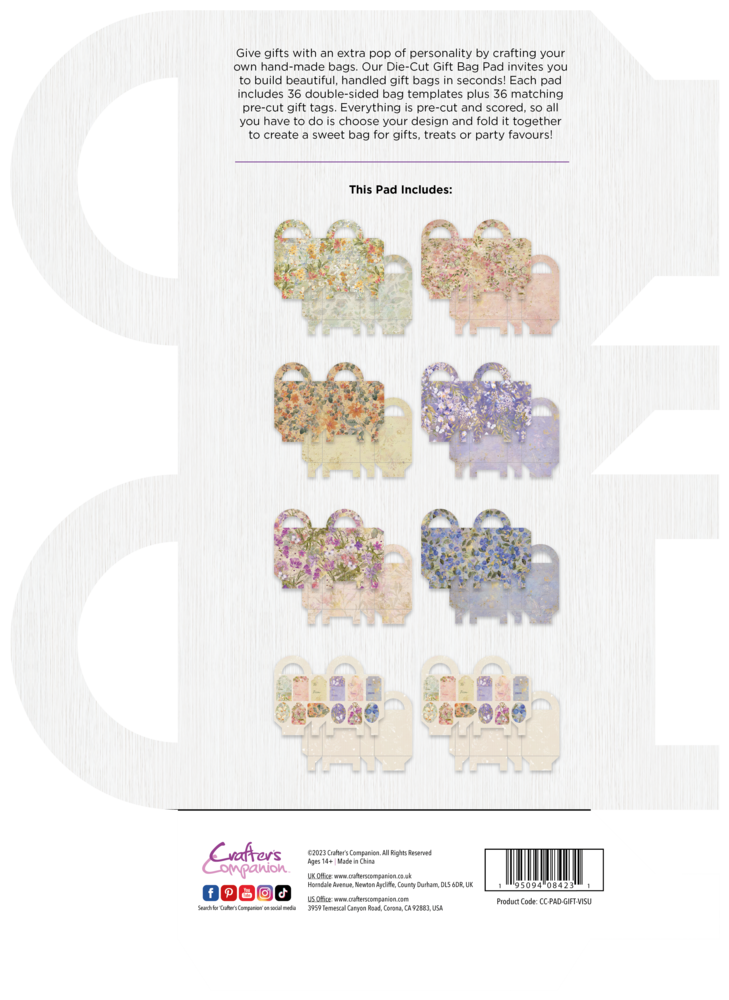 Crafter's Companion Vintage Summer Die-Cut Gift Bag (CC-PAD-GIFT-VISU) (OUTLET)
