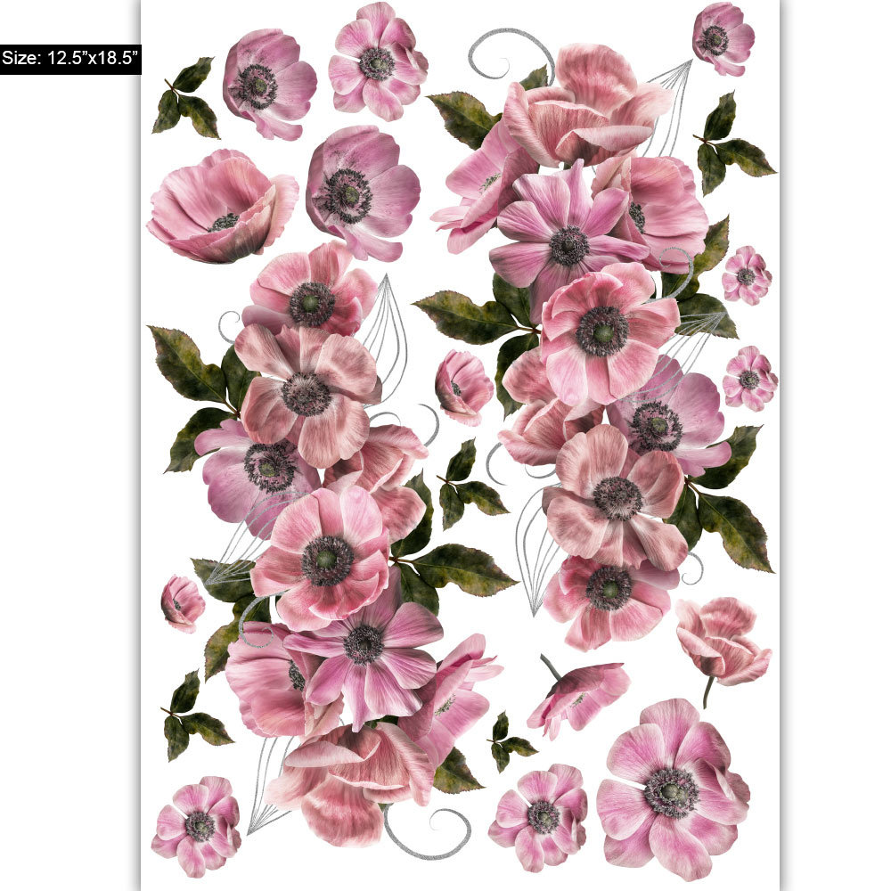 Dress My Craft Transfer Me 12.5x18.5 Inch Vintage Anemones (DMCDP3236) (OUTLET)