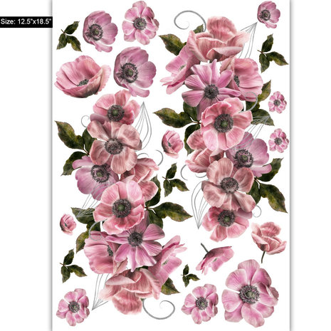 Dress My Craft Transfer Me 12.5x18.5 Inch Vintage Anemones (DMCDP3236) (OUTLET)