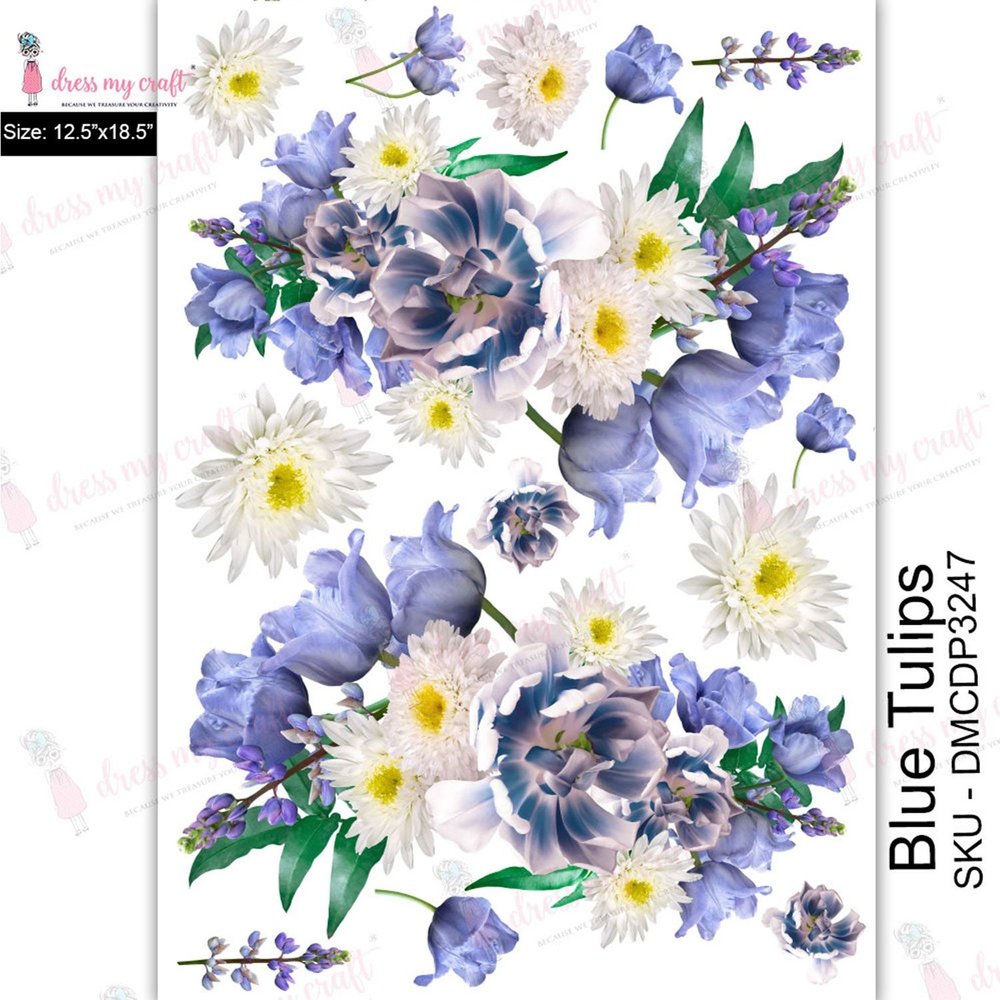 Dress My Craft Transfer Me 12.5x18.5 Inch Blue Tulips (DMCDP3247) (OUTLET)