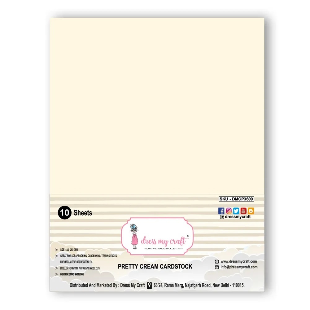 Pretty Cream A4 Cardstock (10sheets) (DMCP3609) Craftlines B.V.