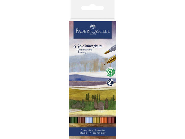 Faber Castell Goldfaber Aqua Dual Markers Tuscany (6pcs) (FC-164521) (DISCONTINUED) Faber Castell Goldfaber Aqua Dual Markers Tuscany (6pcs) (FC-164521) (DISCONTINUED)