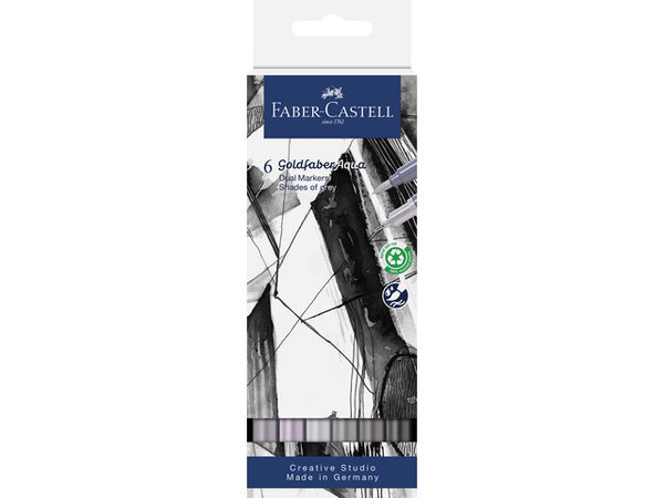Faber Castell Goldfaber Aqua Dual Markers Shades of Grey (6pcs) (FC-164522) (DISCONTINUED) Faber Castell Goldfaber Aqua Dual Markers Shades of Grey (6pcs) (FC-164522) (DISCONTINUED)