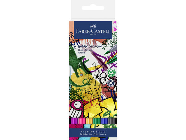 Faber Castell Goldfaber Aqua Dual Markers Graffiti (6pcs) (FC-164525) (DISCONTINUED) Faber Castell Goldfaber Aqua Dual Markers Graffiti (6pcs) (FC-164525) (DISCONTINUED)