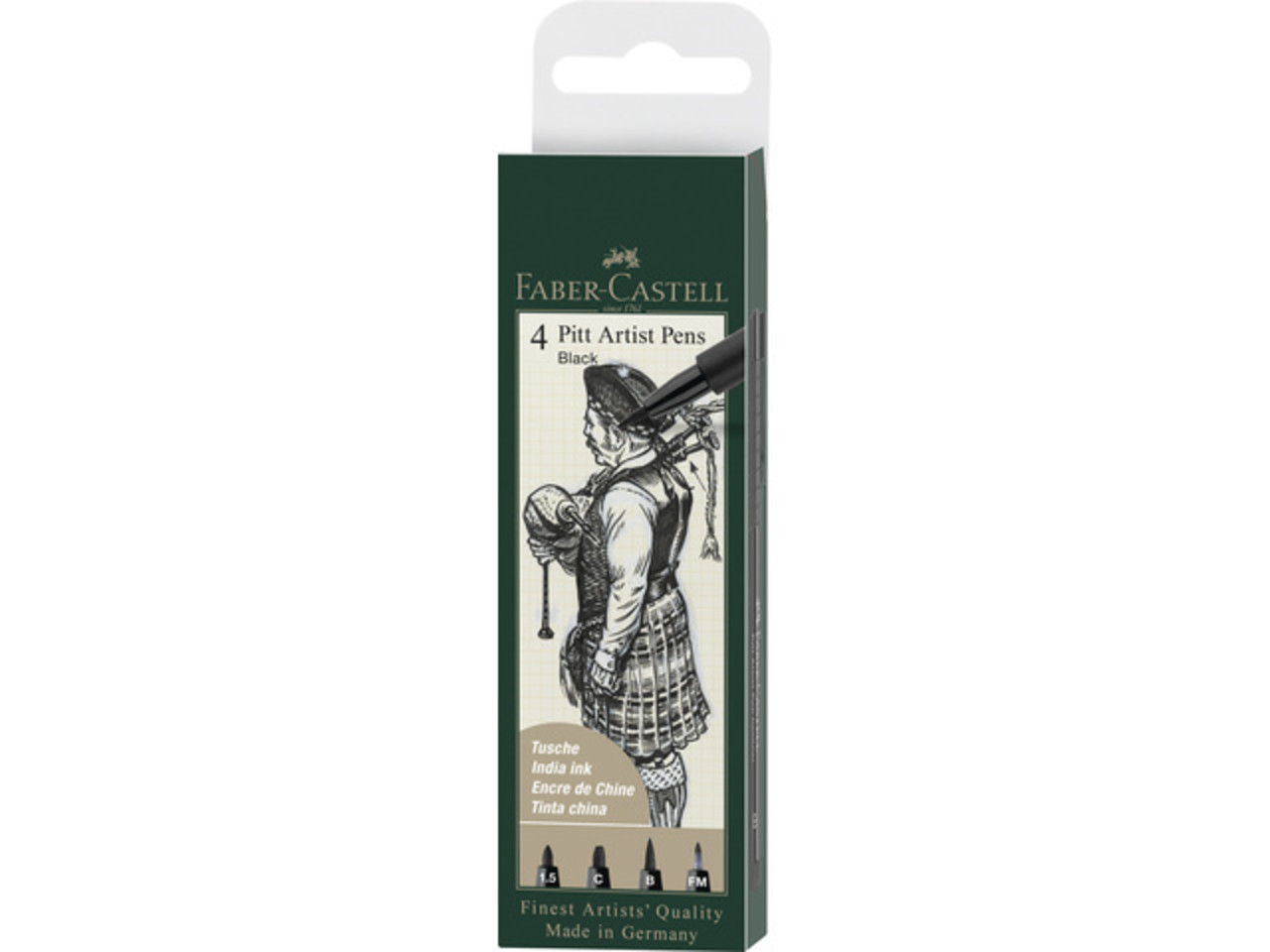 Faber Castell Pitt Artist Pens Black 1.5/C/B/FM (4pcs) (FC-167153)