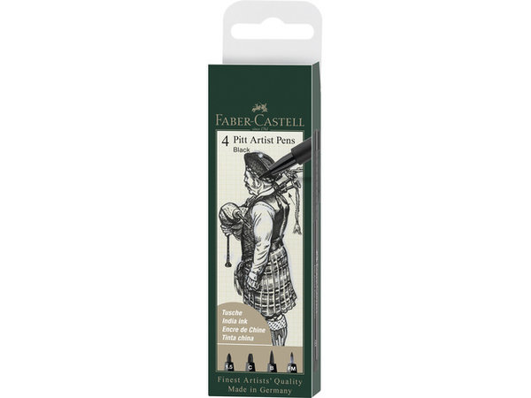Faber Castell Pitt Artist Pens Black 1.5/C/B/FM (4pcs) (FC-167153)