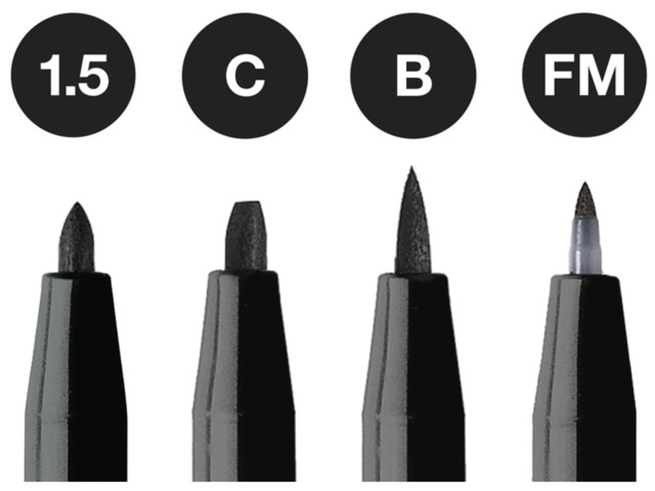 Faber Castell Pitt Artist Pens Black 1.5/C/B/FM (4pcs) (FC-167153)