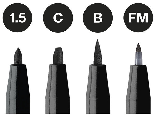Faber Castell Pitt Artist Pens Black 1.5/C/B/FM (4pcs) (FC-167153)